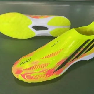 Adidas F50 Neon Yellow Red Gradient Laceless Indoor Soccer Shoes