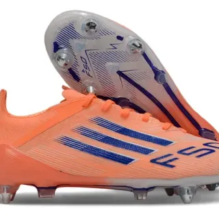 Adidas F50 Orange Blue Low-Cut Synthetic Upper Three-Stripe Graphic Firm-Ground Soccer Shoes