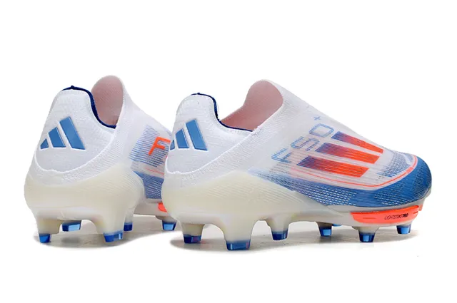 Adidas F50 White Blue Low-Cut Sock-Fit Upper Translucent Soleplate Firm-Ground Soccer Shoes 5