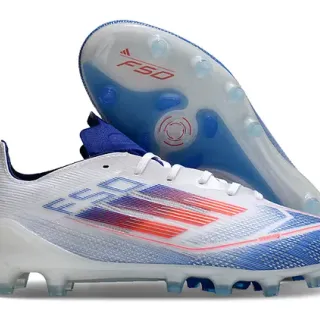 Adidas F50 White Blue Red Firm-Ground Soccer Shoes