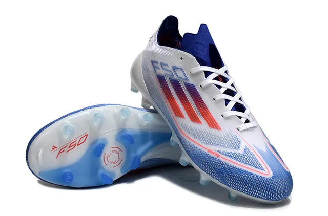 Adidas F50 White Blue Red Firm-Ground Soccer Shoes 4
