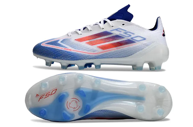 Adidas F50 White Blue Red Firm-Ground Soccer Shoes 6
