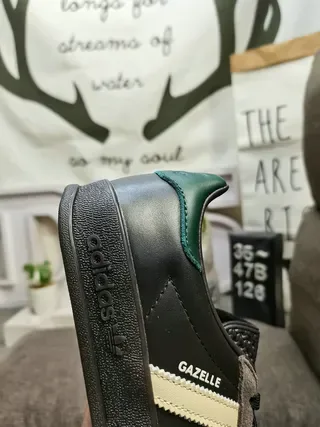 Adidas Gazelle Black Dark Green Cream Lifestyle Sneakers 3