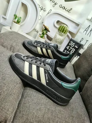 Adidas Gazelle Black Dark Green Cream Lifestyle Sneakers 7