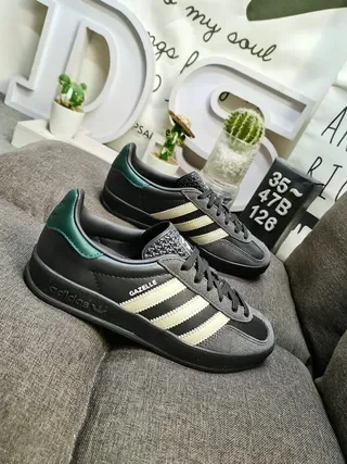 Adidas Gazelle Black Dark Green Cream Lifestyle Sneakers 9