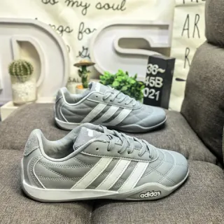 Adidas Gray and White Quilted Three-Stripe Lifestyle Sneakers