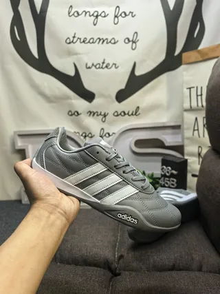 Adidas Gray and White Quilted Three-Stripe Lifestyle Sneakers 5