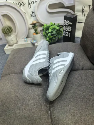 Adidas Gray and White Quilted Three-Stripe Lifestyle Sneakers 6