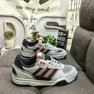 Adidas Gray Black Low-Top Mesh-Suede Hybrid Lifestyle Sneakers