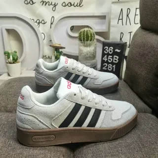 Adidas Gray Black Low-Top Suede-Textured Upper Lifestyle Sneakers