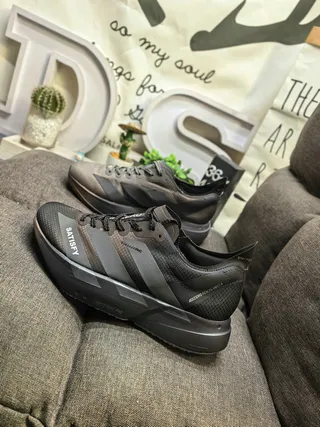 Adidas Gray Black Mesh-Synthetic Hybrid Upper Sculpted Multi-Layer Midsole Sneakers 7