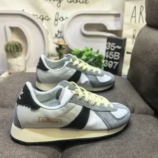 Adidas Gray Black Retro Runner Suede-Leather Hybrid Lifestyle Sneakers