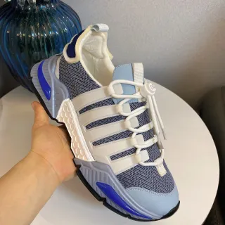 Adidas ग्रे-नीला बुनाई ऊपरी पट्टी-केज ओवरले चंकी स्नीकर