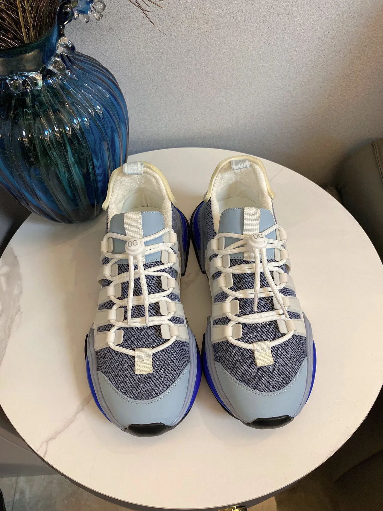 Adidas Gray Blue Knit Upper Strap-Cage Overlay Chunky Sneakers 3