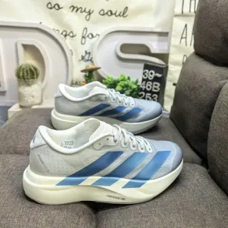 Adidas Chaussures de course gris bleu léger maille supérieure trois rayures latérales