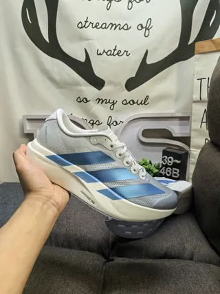 Adidas Gray Blue Lightweight Mesh Upper Three-Stripe Side Branding Running Shoes 5