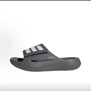 Adidas Gray White Molded Sole Three-Stripe Strap Slippers