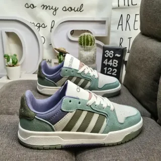 Adidas Green Purple Low-Top Three-Stripe Side Panel Lifestyle Sneakers