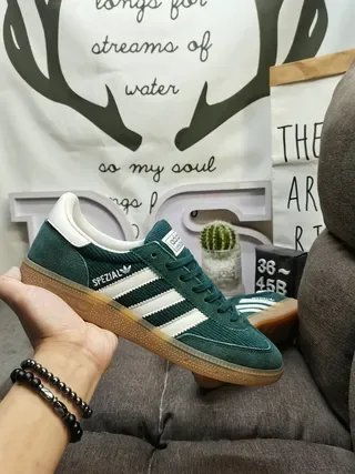Adidas Green White Corduroy Upper Three Stripes Lifestyle Sneakers 5