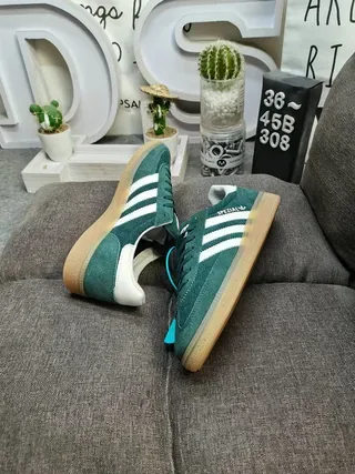 Adidas Green White Corduroy Upper Three Stripes Lifestyle Sneakers 6