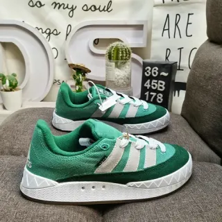 Adidas Green White Knit Mesh Upper Three-Stripe Side Panel Lifestyle Sneakers