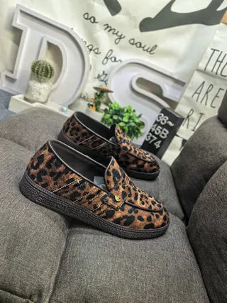 Adidas Leopard-Print Penny Strap Loafers 9