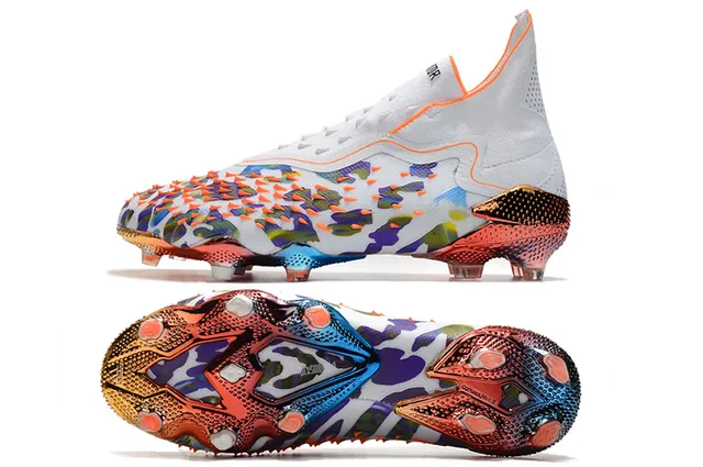 Adidas Multicolore Orange Col Haut Encolure Chaussette Imprimé Abstrait Camo Sol Firme Chaussures de Football 2