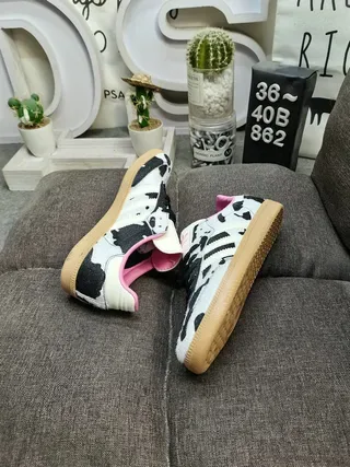 Adidas Multicolor Pink Cow-Print Upper Lining Lifestyle Sneakers 6