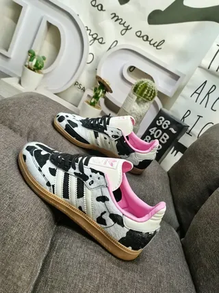 Adidas Multicolor Pink Cow-Print Upper Lining Lifestyle Sneakers 7