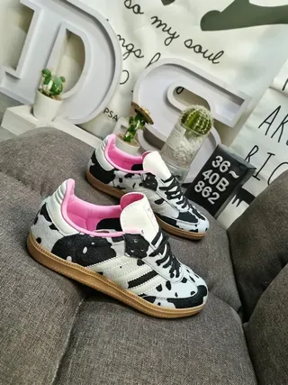 Adidas Multicolor Pink Cow-Print Upper Lining Lifestyle Sneakers 9