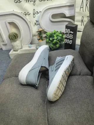 Adidas Navy White Slip-On Knit Mesh Upper Lifestyle Sneakers 6