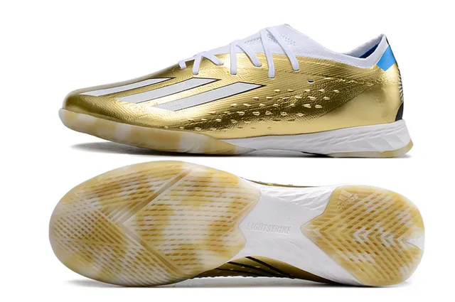 Adidas Tênis de futebol indoor com upper de malha laranja e preto de cano baixo 19