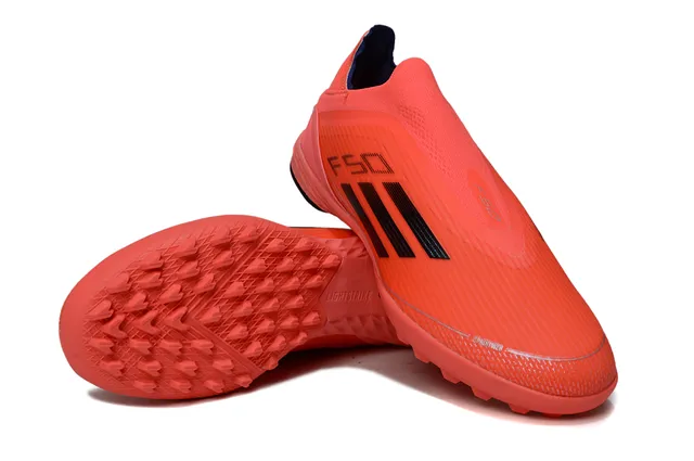 Adidas Chaussures de football turf orange noir slip-on avec upper sock-fit, studs coniques moldés 4