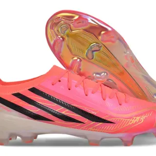 Adidas গোলাপি কালো Low-Cut Speed Boot সিন্থেটিক কেজ আপার Firm-Ground সকার শু