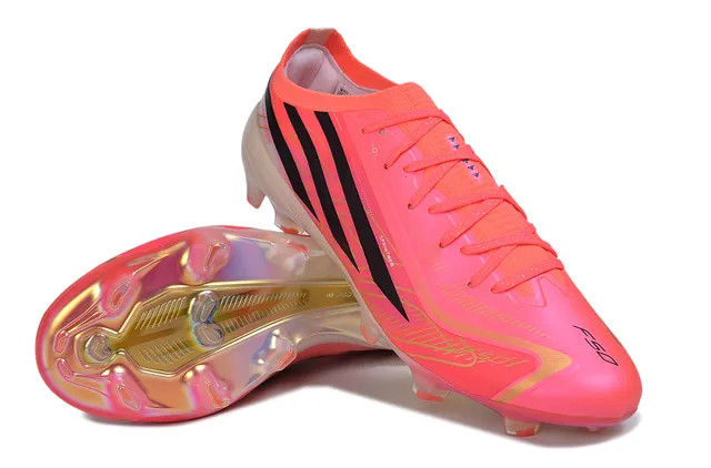 Adidas Rosa y Negro Low-Cut Speed Boot Jaula Sintética Parte Superior Firm-Ground Zapatos de Fútbol 4