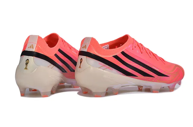 Adidas Rosa y Negro Low-Cut Speed Boot Jaula Sintética Parte Superior Firm-Ground Zapatos de Fútbol 5