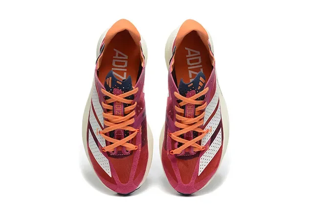 Adidas Rosa Naranja Malla Engineered Upper Three Stripe Overlay Zapatillas Running 2