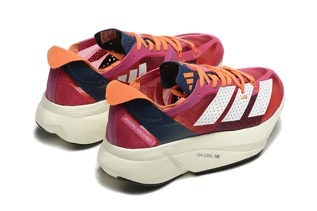 Adidas Rosa Naranja Malla Engineered Upper Three Stripe Overlay Zapatillas Running 3