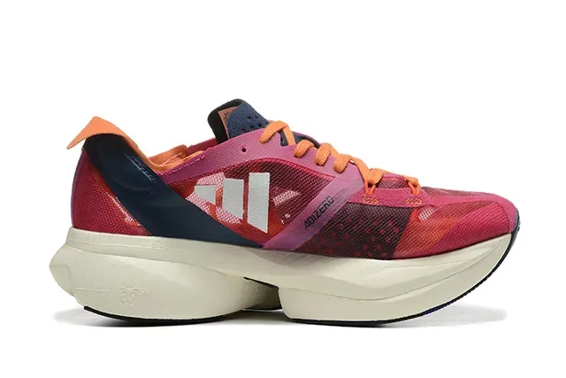 Adidas Rosa Naranja Malla Engineered Upper Three Stripe Overlay Zapatillas Running 5