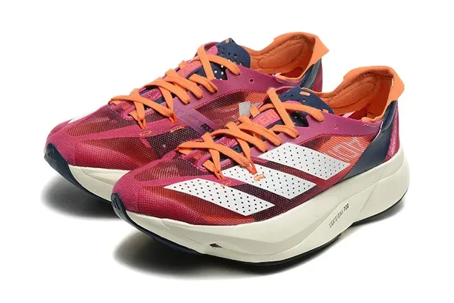 Adidas Rosa Naranja Malla Engineered Upper Three Stripe Overlay Zapatillas Running 6