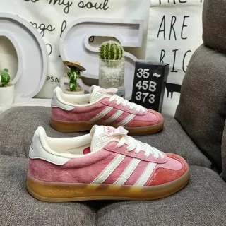 Adidas Pink White Suede Upper Three-Stripe Side Panel Lifestyle Sneakers