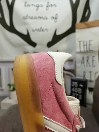 Adidas Pink White Suede Upper Three-Stripe Side Panel Lifestyle Sneakers 4