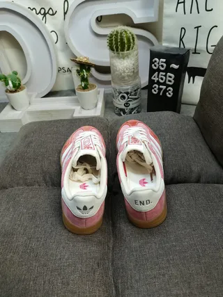 Adidas Pink White Suede Upper Three-Stripe Side Panel Lifestyle Sneakers 8