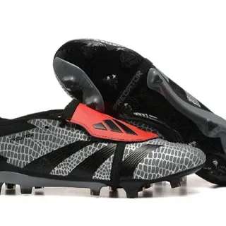 Adidas Predator Accuracy Gray Black Red Firm-Ground Soccer Shoes