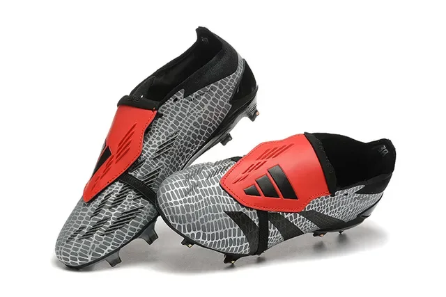 Adidas Predator Accuracy Gris Noir Rouge Chaussures de football pour terrain ferme 3