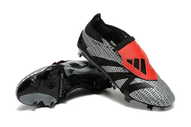 Adidas Predator Accuracy Gris Noir Rouge Chaussures de football pour terrain ferme 6