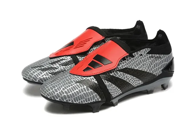 Adidas Predator Accuracy Gris Noir Rouge Chaussures de football pour terrain ferme 8