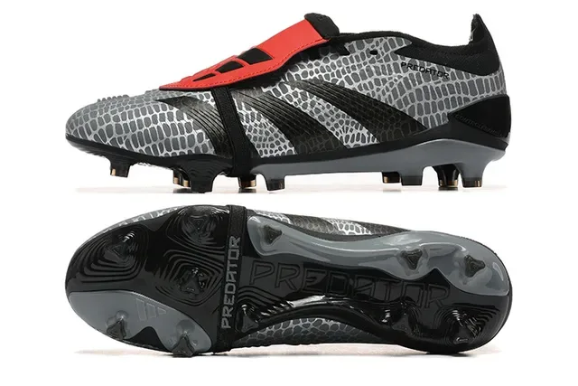 Adidas Predator Accuracy Gris Noir Rouge Chaussures de football pour terrain ferme 9