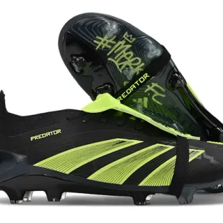 Adidas Predator Black and Neon Green Firm-Ground Soccer Shoes