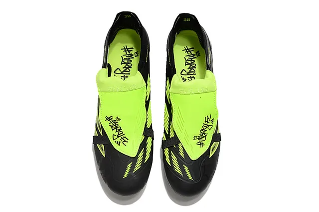 Adidas Predator Black and Neon Green Firm-Ground Soccer Shoes 2